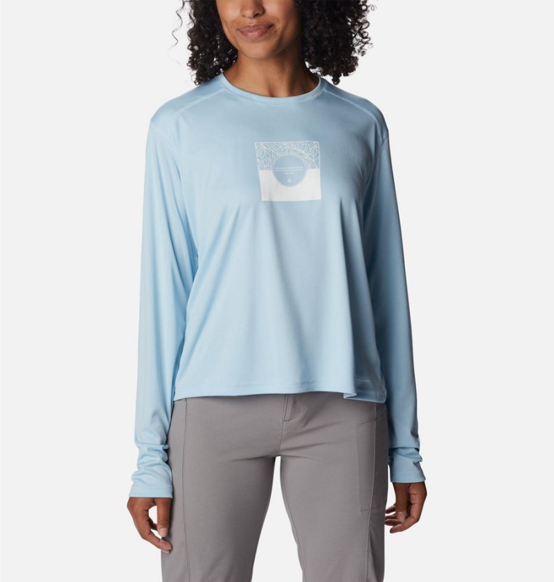 Columbia Summerdry Graphic Long Sleeve Women\'s T-Shirt Blue | HNMJSQ-723