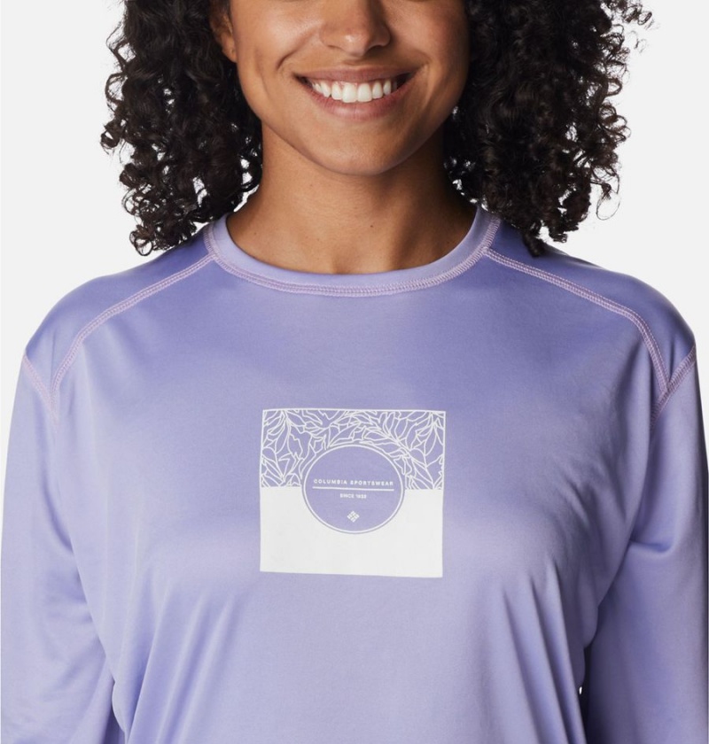 Columbia Summerdry Graphic Long Sleeve Women's T-Shirt Purple | SLIRXP-704
