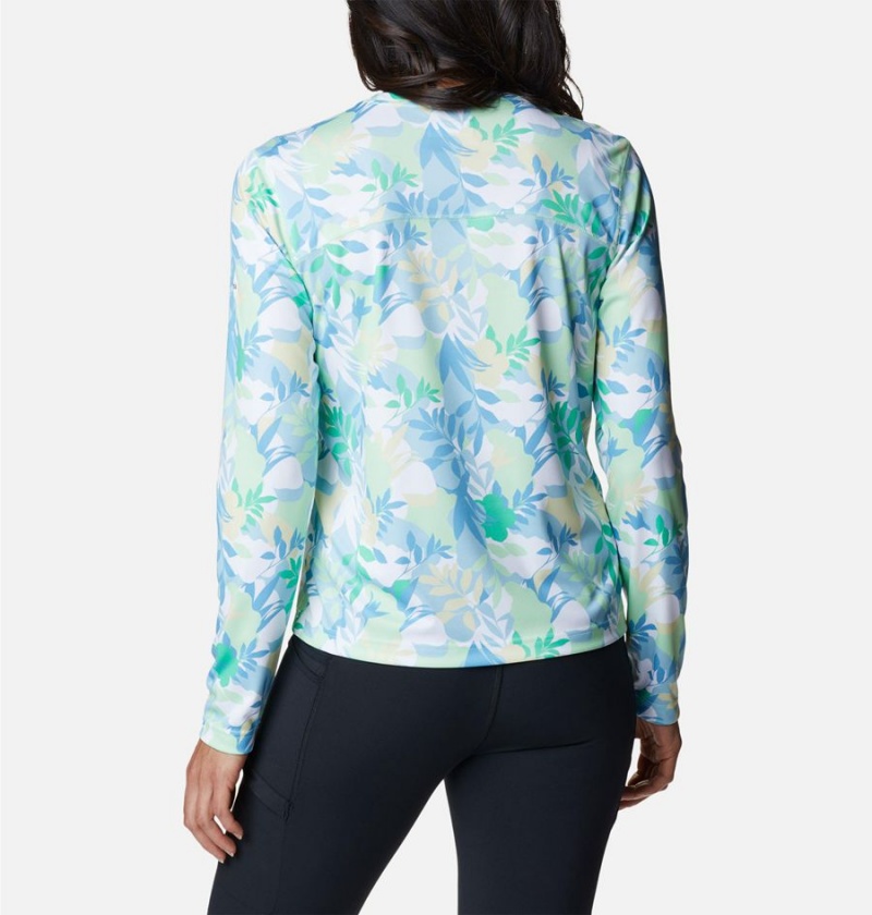 Columbia Summerdry Long Sleeve Printed Women's T-Shirt Green | LUTHPA-218