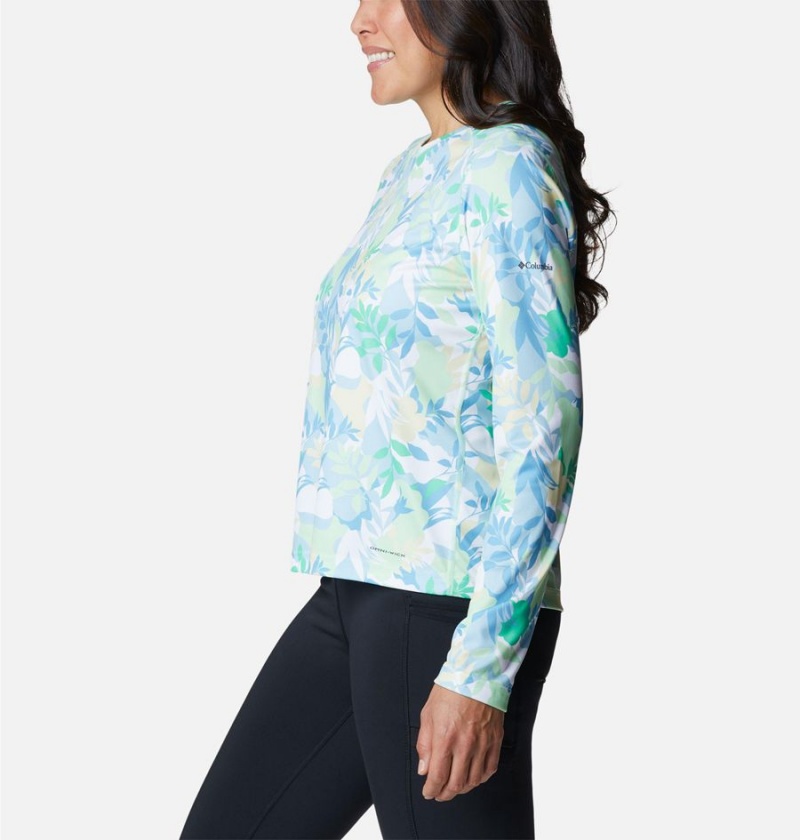 Columbia Summerdry Long Sleeve Printed Women's T-Shirt Green | LUTHPA-218