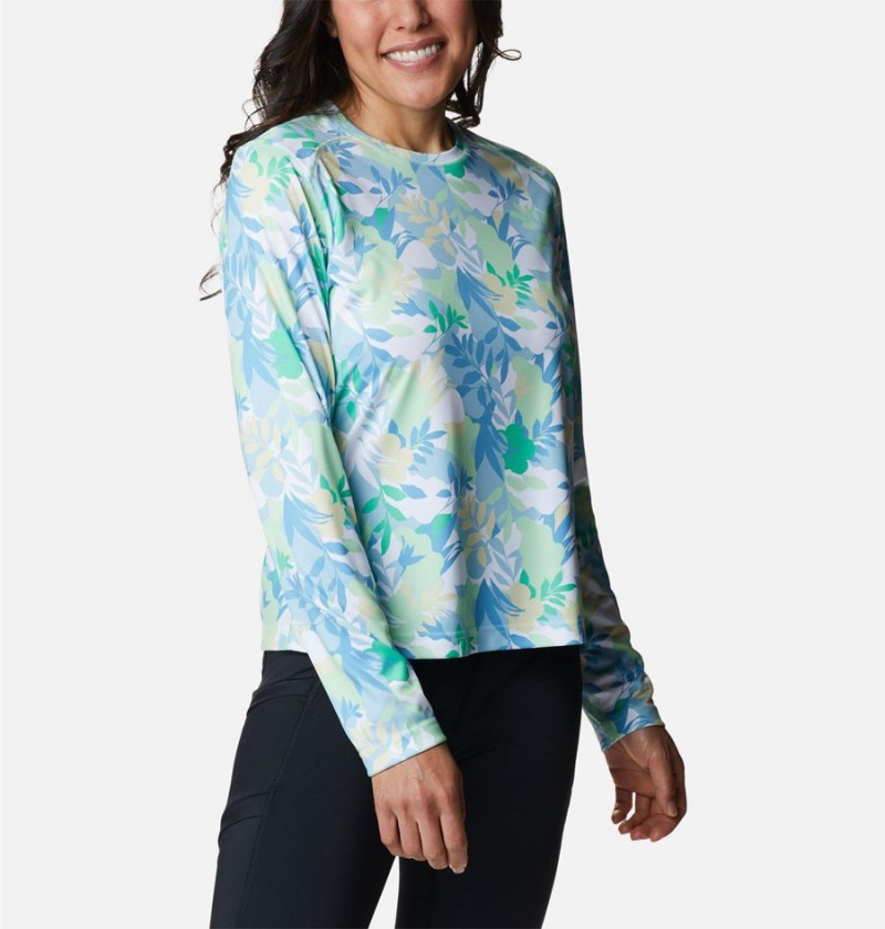 Columbia Summerdry Long Sleeve Printed Women's T-Shirt Green | LUTHPA-218