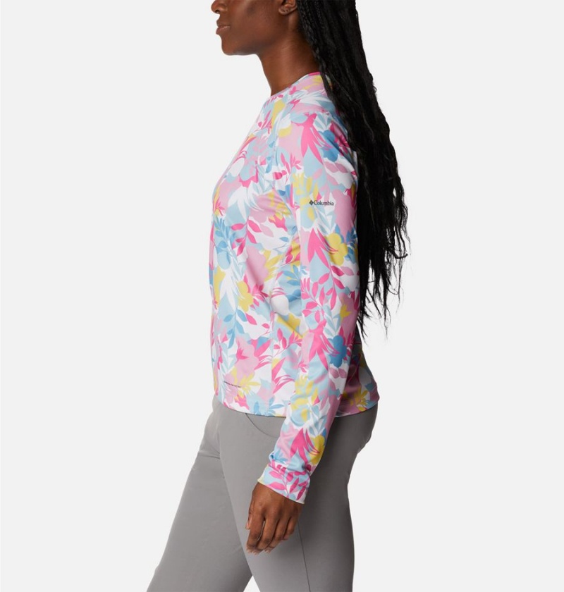 Columbia Summerdry Long Sleeve Printed Women's T-Shirt Pink | VSRYJB-697
