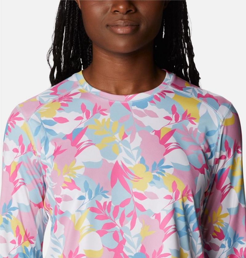 Columbia Summerdry Long Sleeve Printed Women's T-Shirt Pink | VSRYJB-697