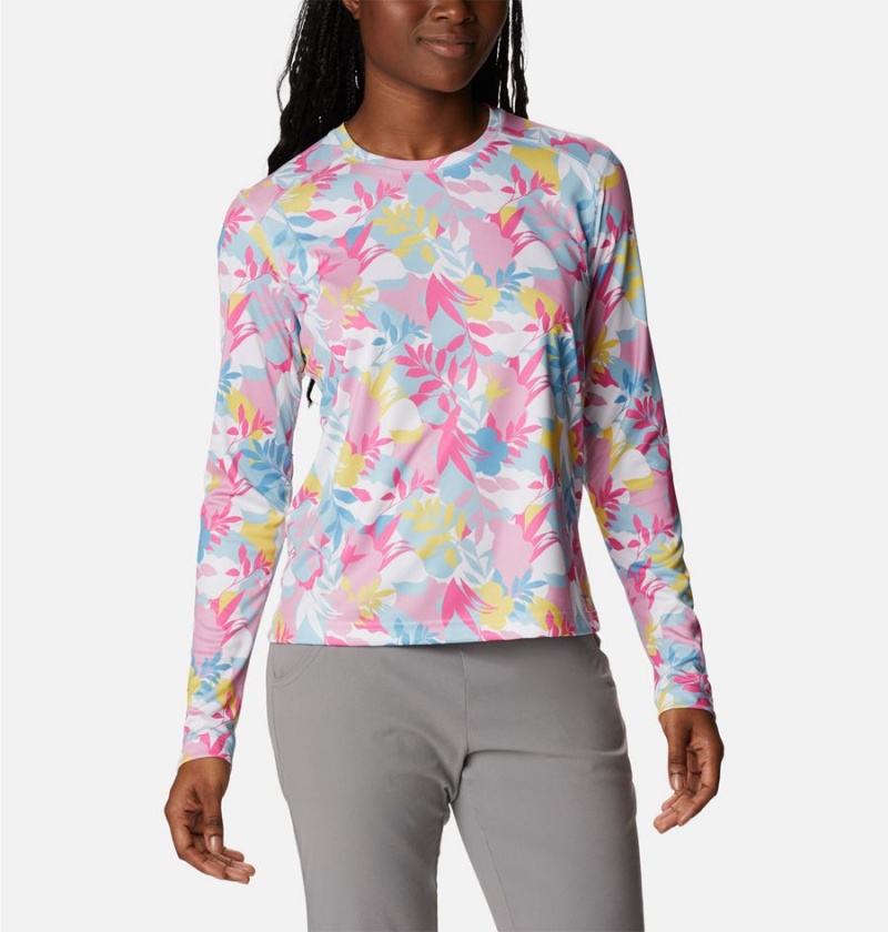 Columbia Summerdry Long Sleeve Printed Women's T-Shirt Pink | VSRYJB-697