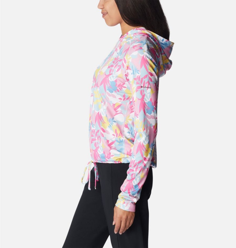 Columbia Summerdry Long Sleeve Printed Women's Hoodie Pink | JBRXQU-912