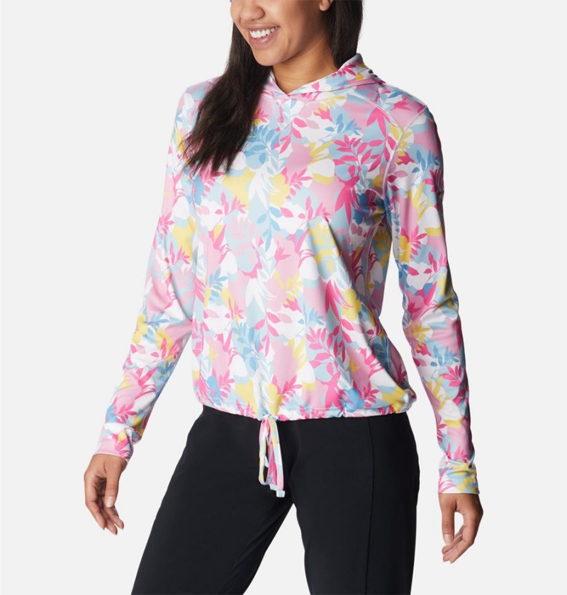 Columbia Summerdry Long Sleeve Printed Women's Hoodie Pink | JBRXQU-912