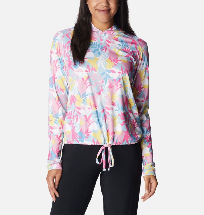 Columbia Summerdry Long Sleeve Printed Women\'s Hoodie Pink | JBRXQU-912