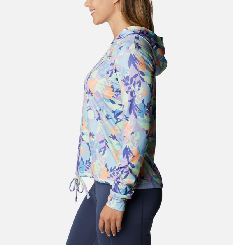 Columbia Summerdry Long Sleeve Printed Women's Hoodie Purple | HDAFQZ-784