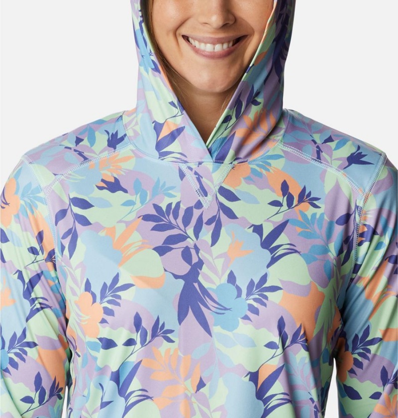 Columbia Summerdry Long Sleeve Printed Women's Hoodie Purple | HDAFQZ-784