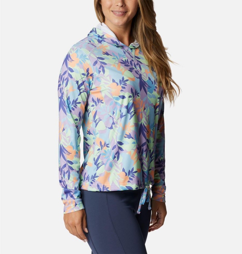 Columbia Summerdry Long Sleeve Printed Women's Hoodie Purple | HDAFQZ-784