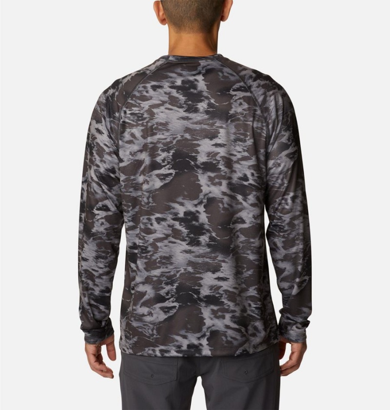 Columbia Summerdry Printed Long Sleeve Men's T-Shirt Black | AFTJXV-549