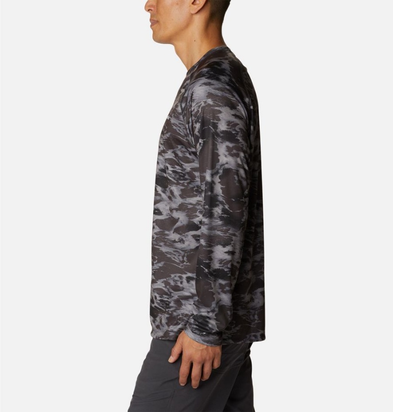 Columbia Summerdry Printed Long Sleeve Men's T-Shirt Black | AFTJXV-549