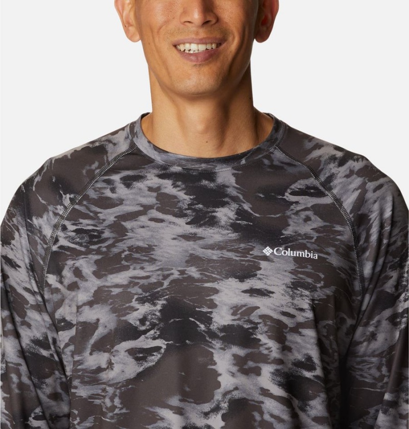 Columbia Summerdry Printed Long Sleeve Men's T-Shirt Black | AFTJXV-549