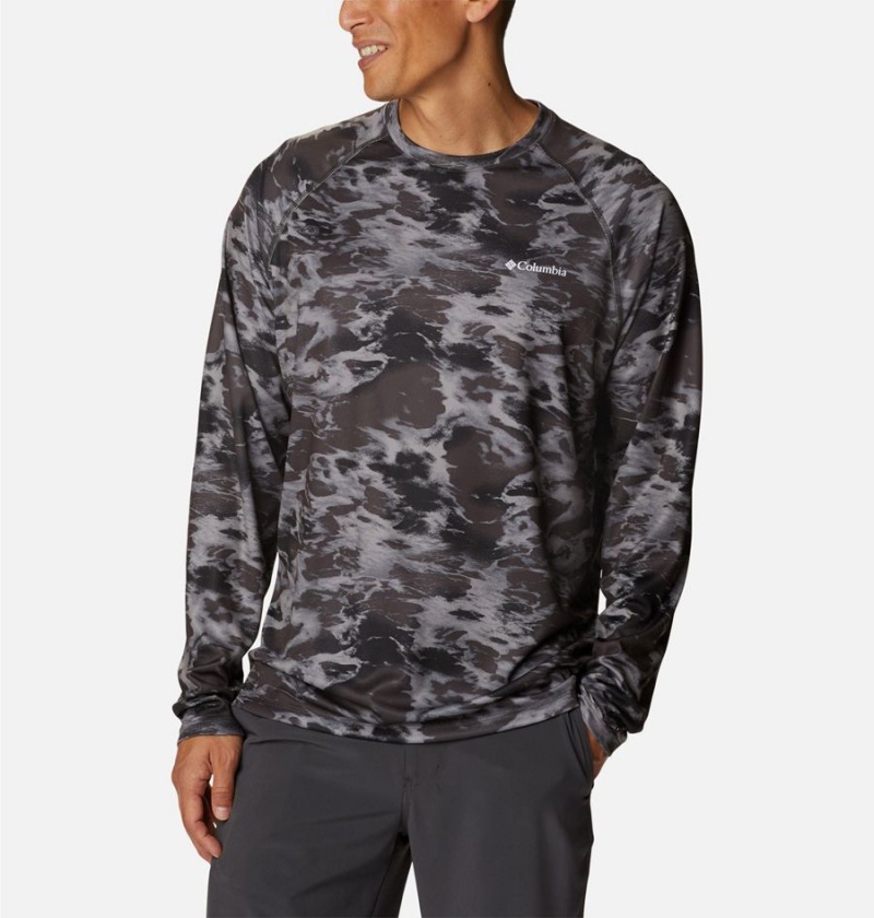 Columbia Summerdry Printed Long Sleeve Men's T-Shirt Black | AFTJXV-549