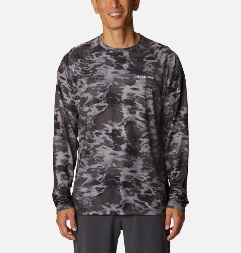 Columbia Summerdry Printed Long Sleeve Men\'s T-Shirt Black | AFTJXV-549