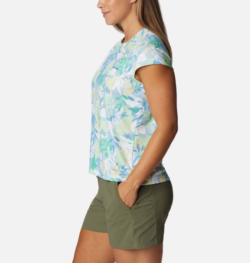 Columbia Summerdry Printed Women's T-Shirt Green | SYDOIG-042