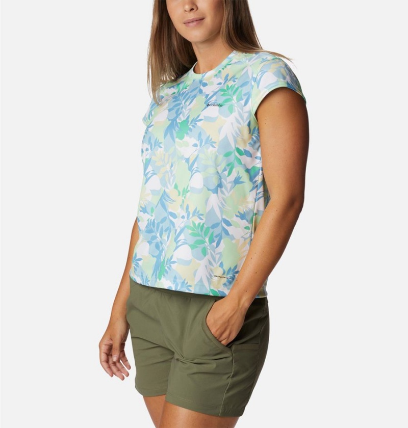 Columbia Summerdry Printed Women's T-Shirt Green | SYDOIG-042