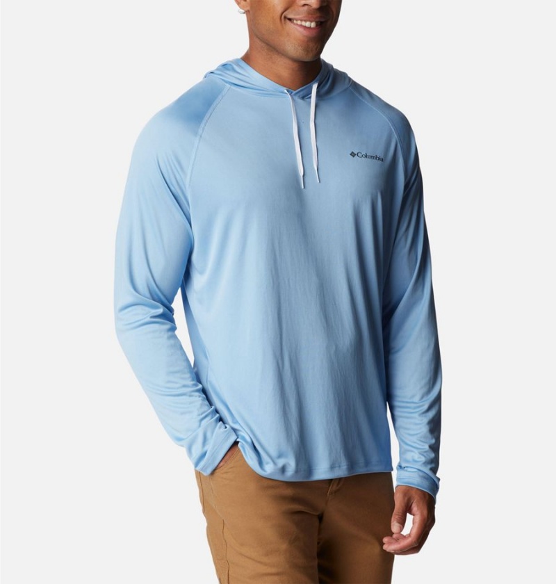 Columbia Summerdry Raglan Long Sleeve Men's Hoodie Blue | OWDTSL-750