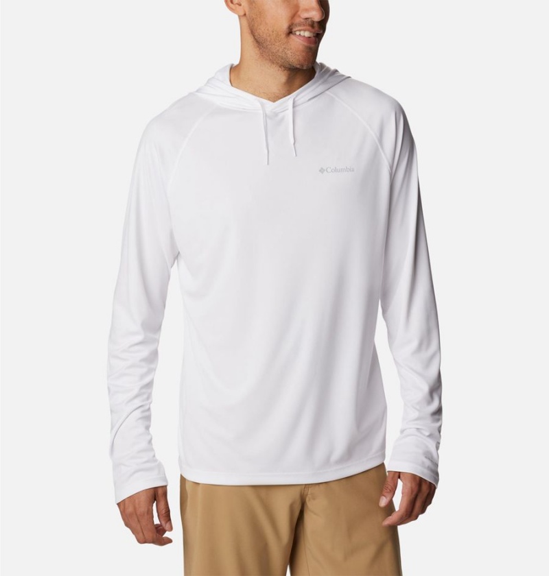 Columbia Summerdry Raglan Long Sleeve Men\'s Hoodie White | TWOPLN-867