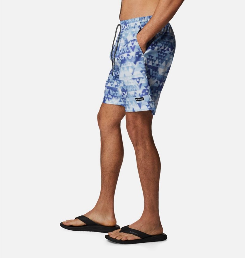 Columbia Summertide Stretch Printed Men's Shorts Blue | DSFYNX-457