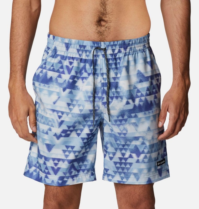 Columbia Summertide Stretch Printed Men's Shorts Blue | DSFYNX-457