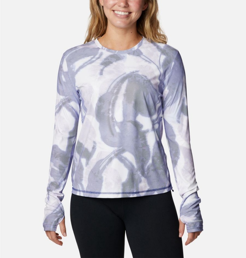 Columbia Sun Deflector Summerdry Long Sleeve Women\'s T-Shirt Blue | CDTQNU-541