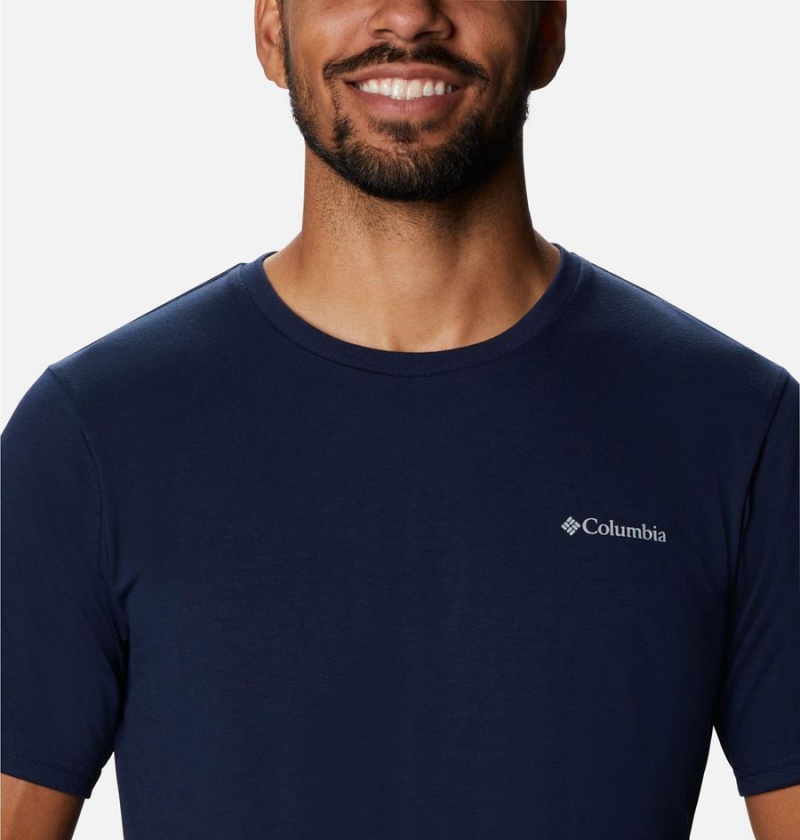 Columbia Sun Trek Short Sleeve Men's T-Shirt Navy | LMXOGQ-472
