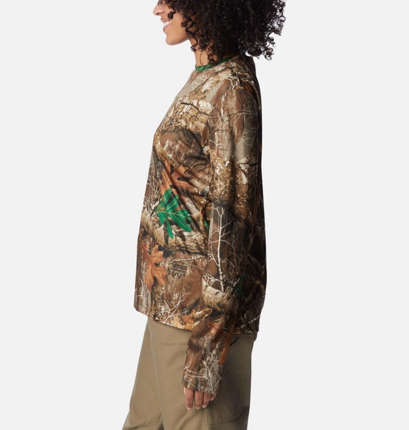 Columbia Super PHG Tough Shot Long Sleeve Women's T-Shirt Brown | JUHOVK-703