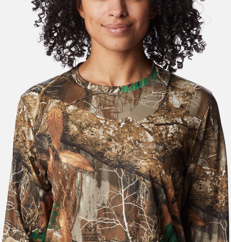 Columbia Super PHG Tough Shot Long Sleeve Women's T-Shirt Brown | JUHOVK-703