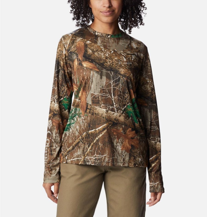 Columbia Super PHG Tough Shot Long Sleeve Women\'s T-Shirt Brown | JUHOVK-703