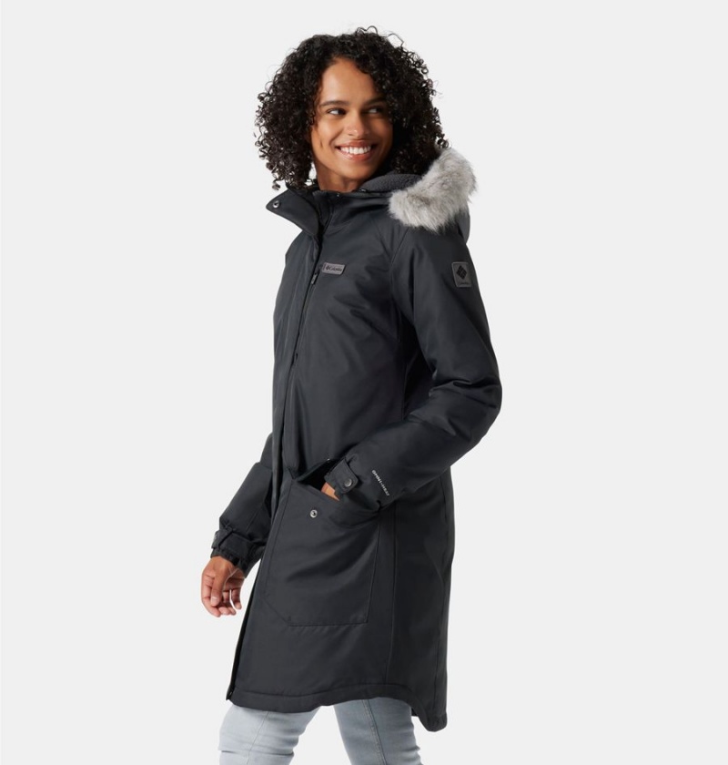 Columbia Suttle Mountain Long Insulated Women's Coats Black | RHKSVG-570