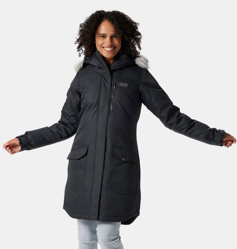 Columbia Suttle Mountain Long Insulated Women\'s Coats Black | RHKSVG-570