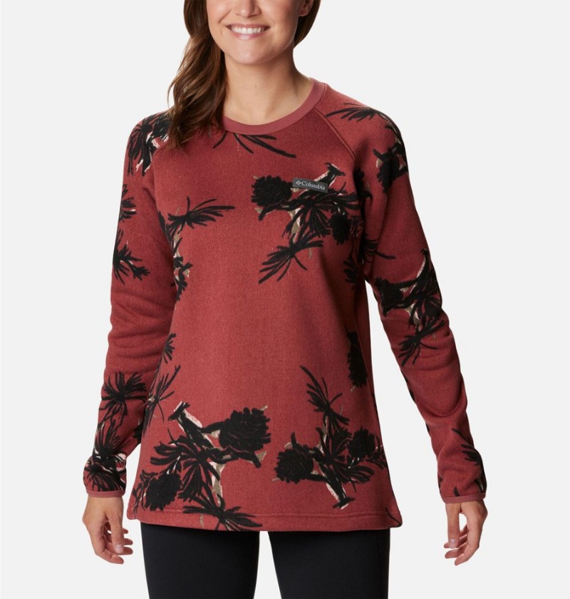 Columbia Sweater Weather Fleece Crew Women\'s Pullover Coral | HSLEWO-803