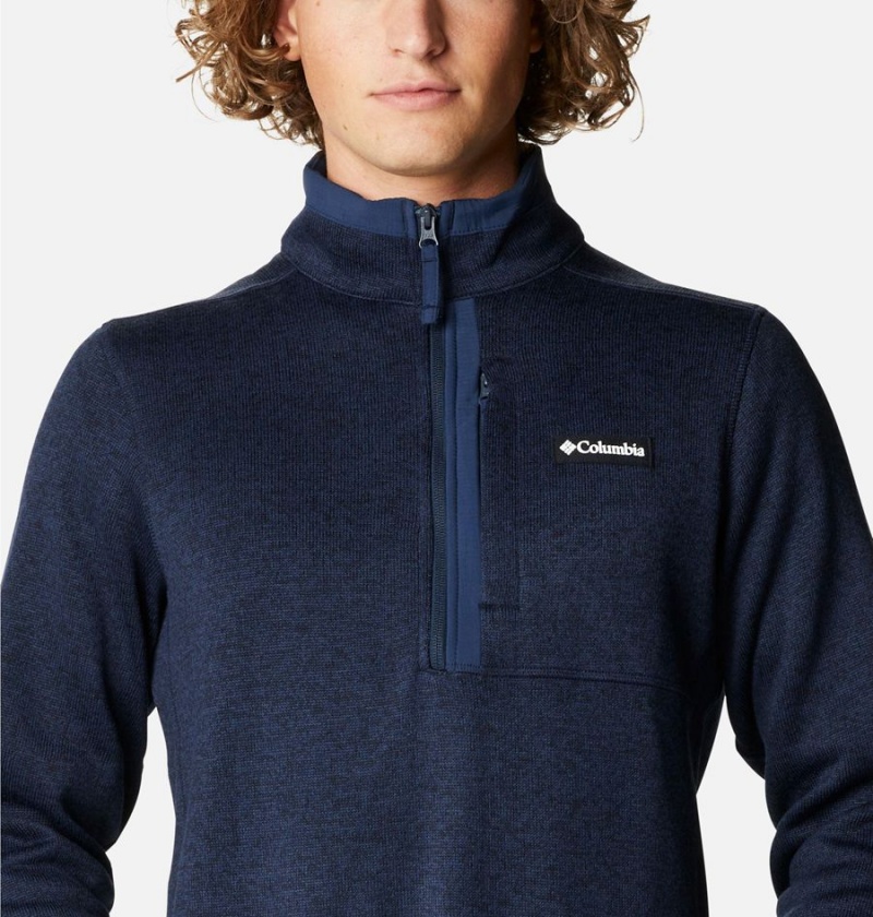 Columbia Sweater Weather Fleece Half Zip Men's Pullover Navy | ZNUQLR-023
