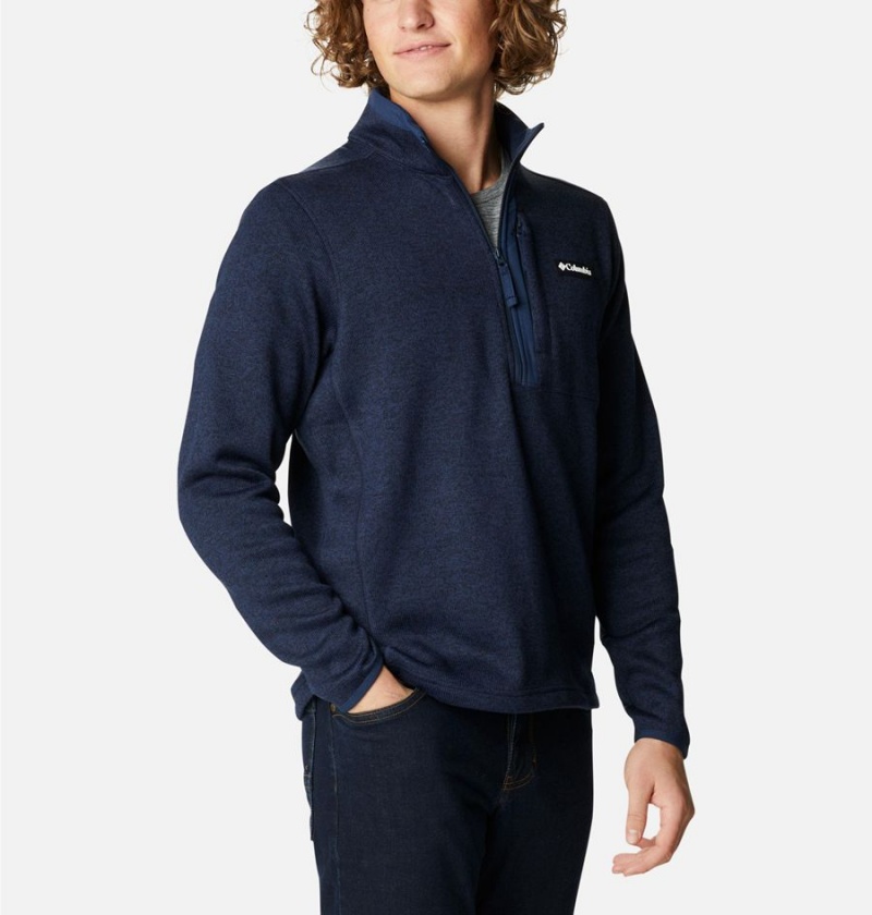 Columbia Sweater Weather Fleece Half Zip Men's Pullover Navy | ZNUQLR-023
