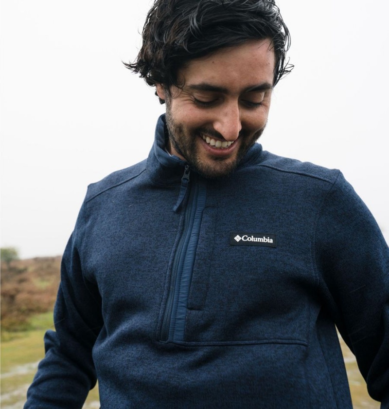 Columbia Sweater Weather Fleece Half Zip Men's Pullover Navy | ZNUQLR-023