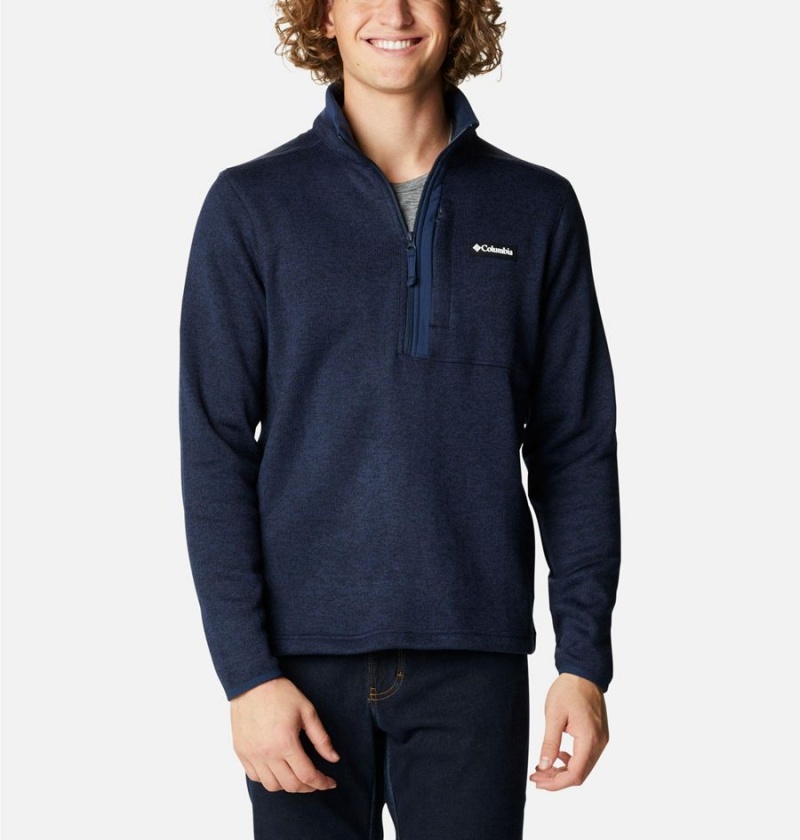 Columbia Sweater Weather Fleece Half Zip Men\'s Pullover Navy | ZNUQLR-023