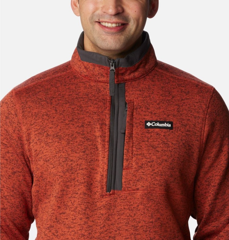 Columbia Sweater Weather Fleece Half Zip Men's Pullover Red | LVNOZD-598