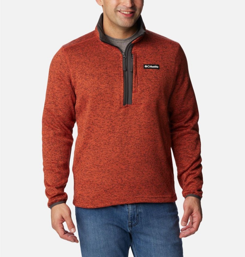 Columbia Sweater Weather Fleece Half Zip Men\'s Pullover Red | LVNOZD-598