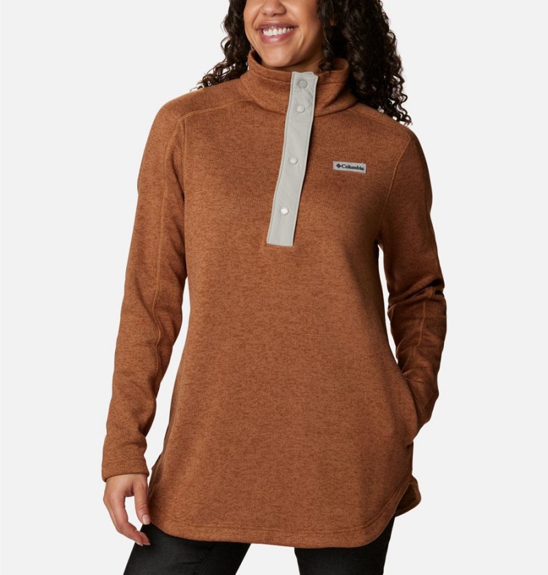Columbia Sweater Weather Fleece Tunic Women's Pullover Brown | PCYWTL-143