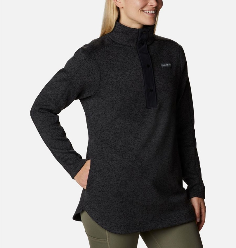 Columbia Sweater Weather Fleece Tunic Women's Pullover Black | QJPFEK-519