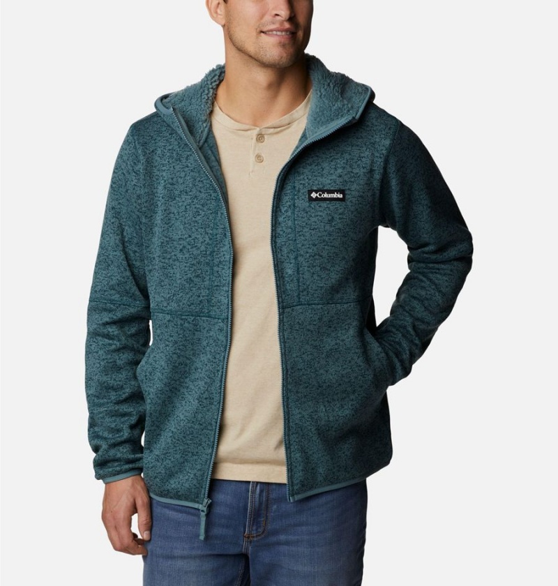 Columbia Sweater Weather Full Zip Hoodie Men's Fleece Jacket Green | XHDMQJ-128