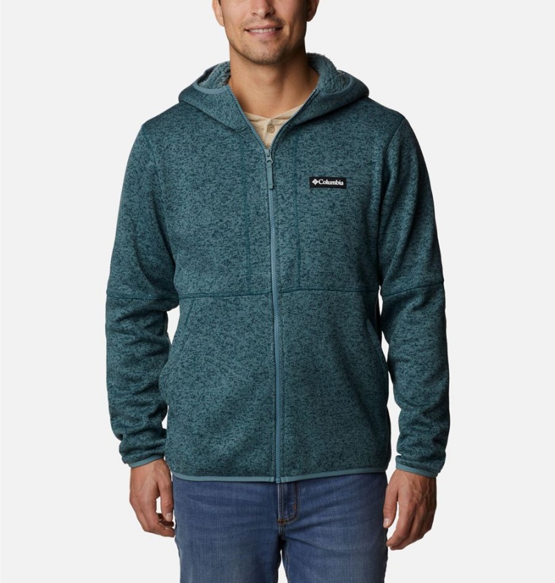 Columbia Sweater Weather Full Zip Hoodie Men\'s Fleece Jacket Green | XHDMQJ-128