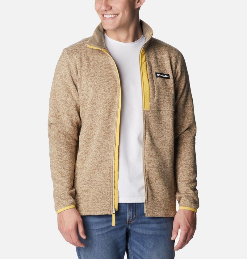 Columbia Sweater Weather Full Zip Men's Fleece Jacket Khaki | OTFYJM-058