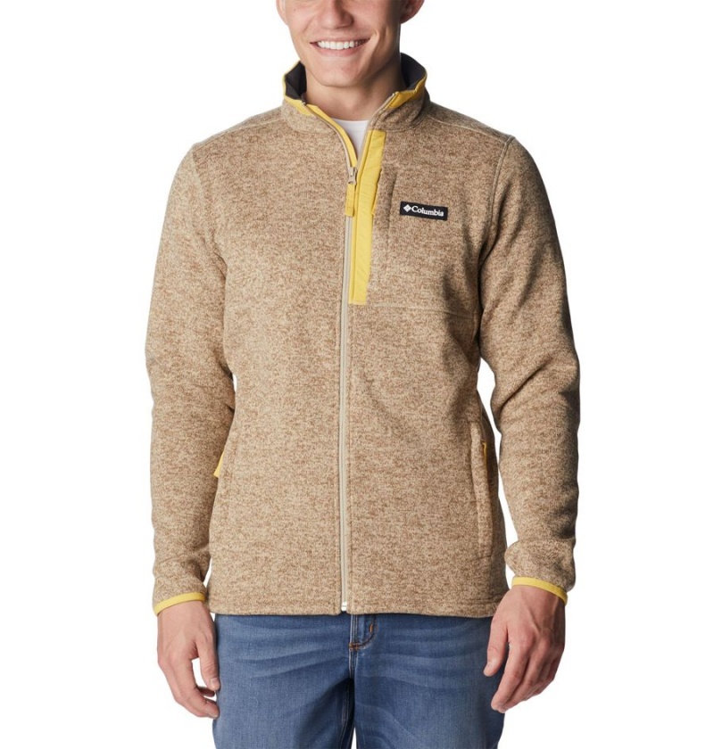 Columbia Sweater Weather Full Zip Men\'s Fleece Jacket Khaki | OTFYJM-058
