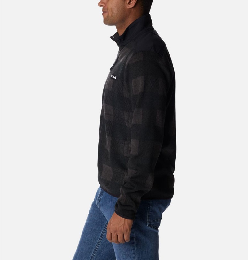 Columbia Sweater Weather II Printed Fleece Half Zip Men's Pullover Black | RIPJDW-798