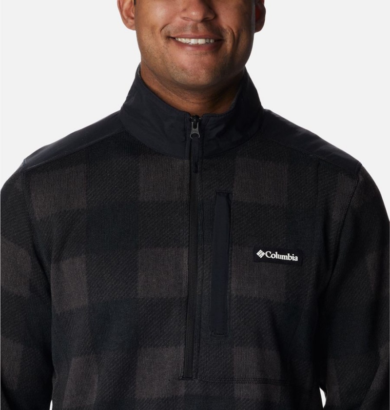 Columbia Sweater Weather II Printed Fleece Half Zip Men's Pullover Black | RIPJDW-798