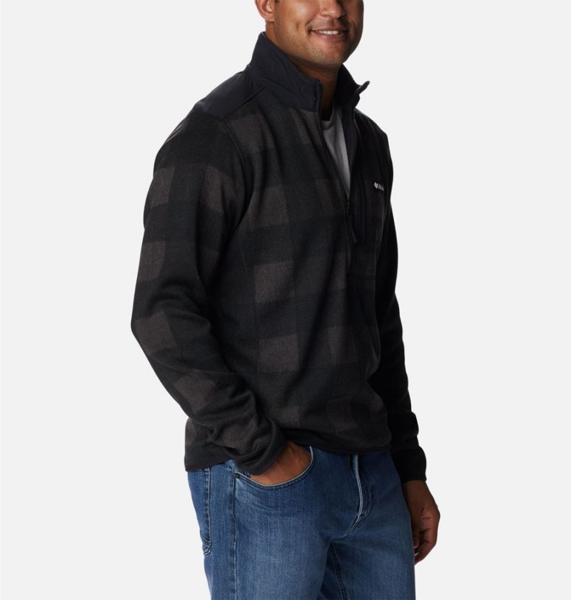 Columbia Sweater Weather II Printed Fleece Half Zip Men's Pullover Black | RIPJDW-798
