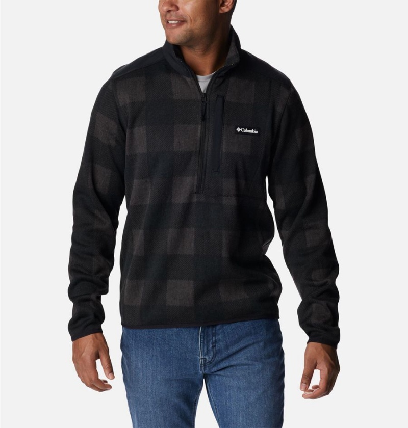 Columbia Sweater Weather II Printed Fleece Half Zip Men\'s Pullover Black | RIPJDW-798