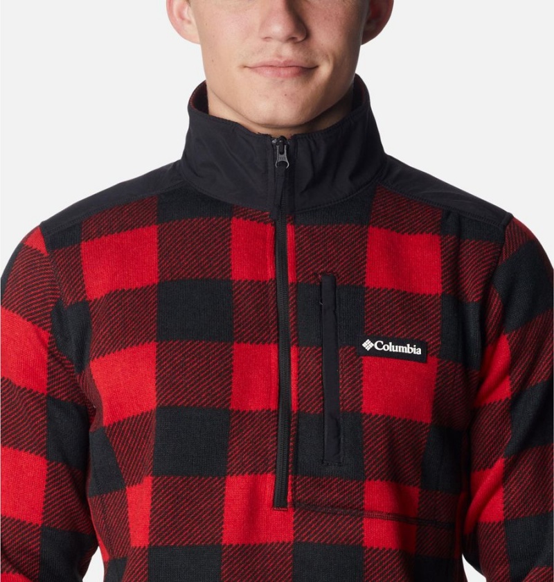 Columbia Sweater Weather II Printed Fleece Half Zip Men's Pullover Red | XUEDBK-978